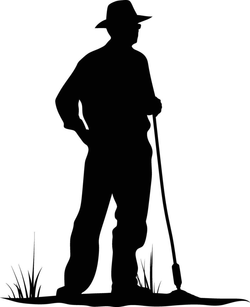 AI generated Silhouette farmer black color only full body vector