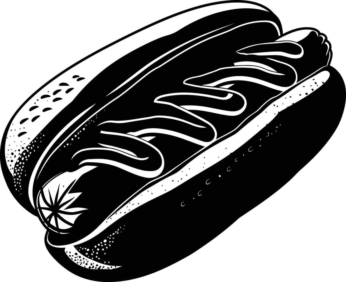 AI generated Silhouette hotdog black color only vector