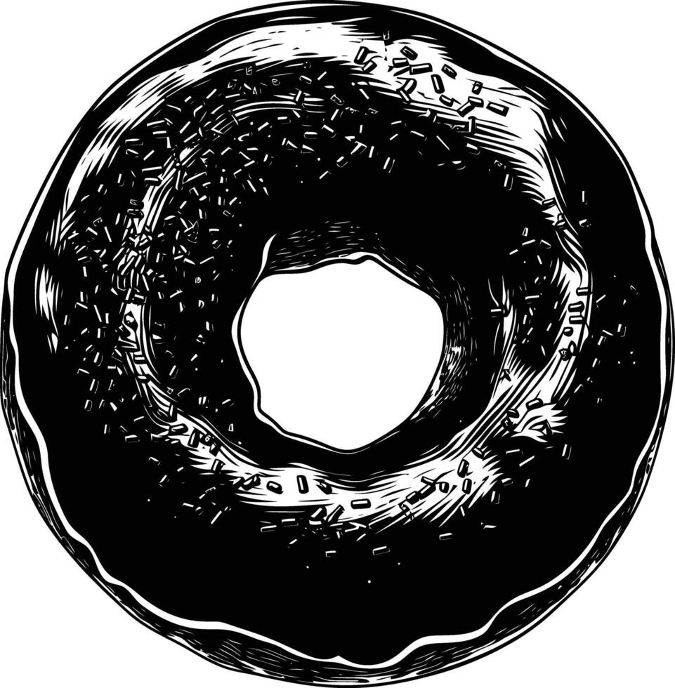 AI generated Silhouette donut black color only vector