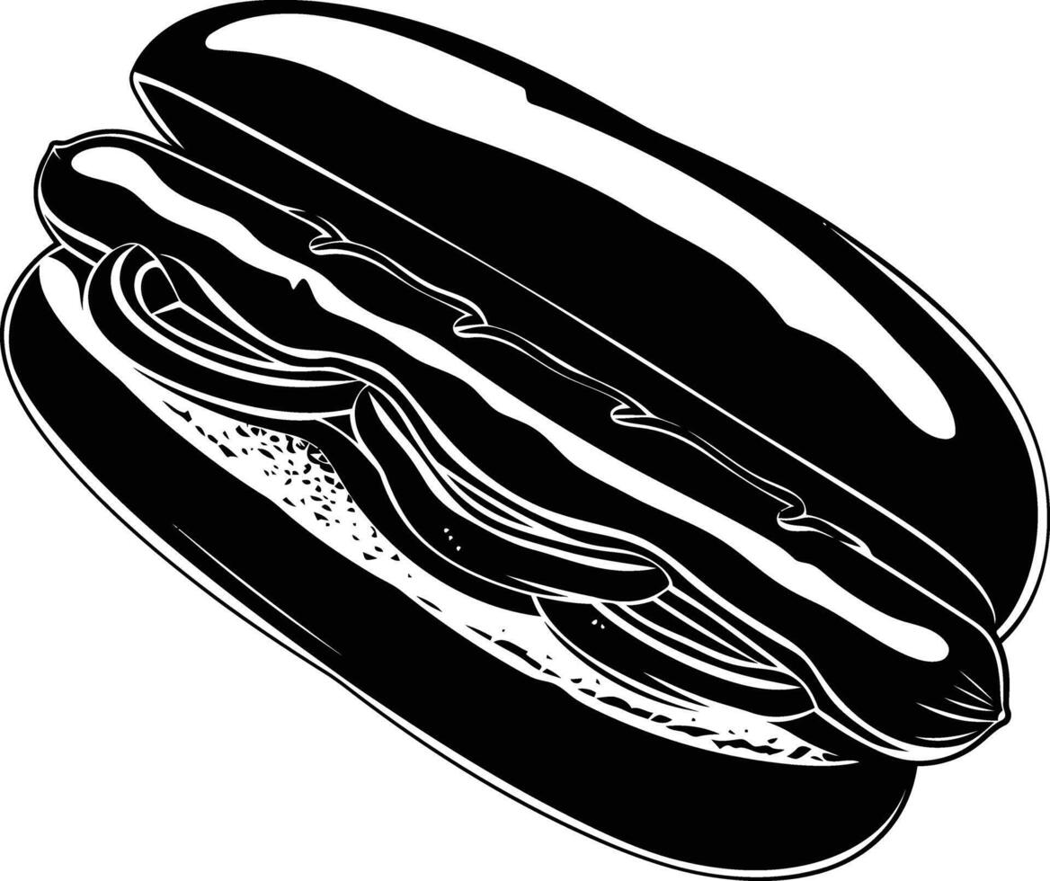 AI generated Silhouette hotdog black color only vector