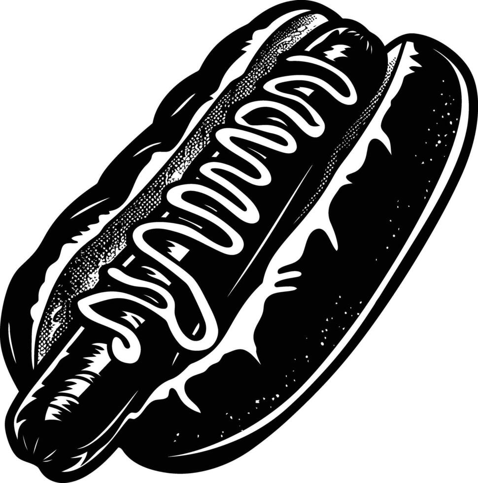 AI generated Silhouette hotdog black color only vector