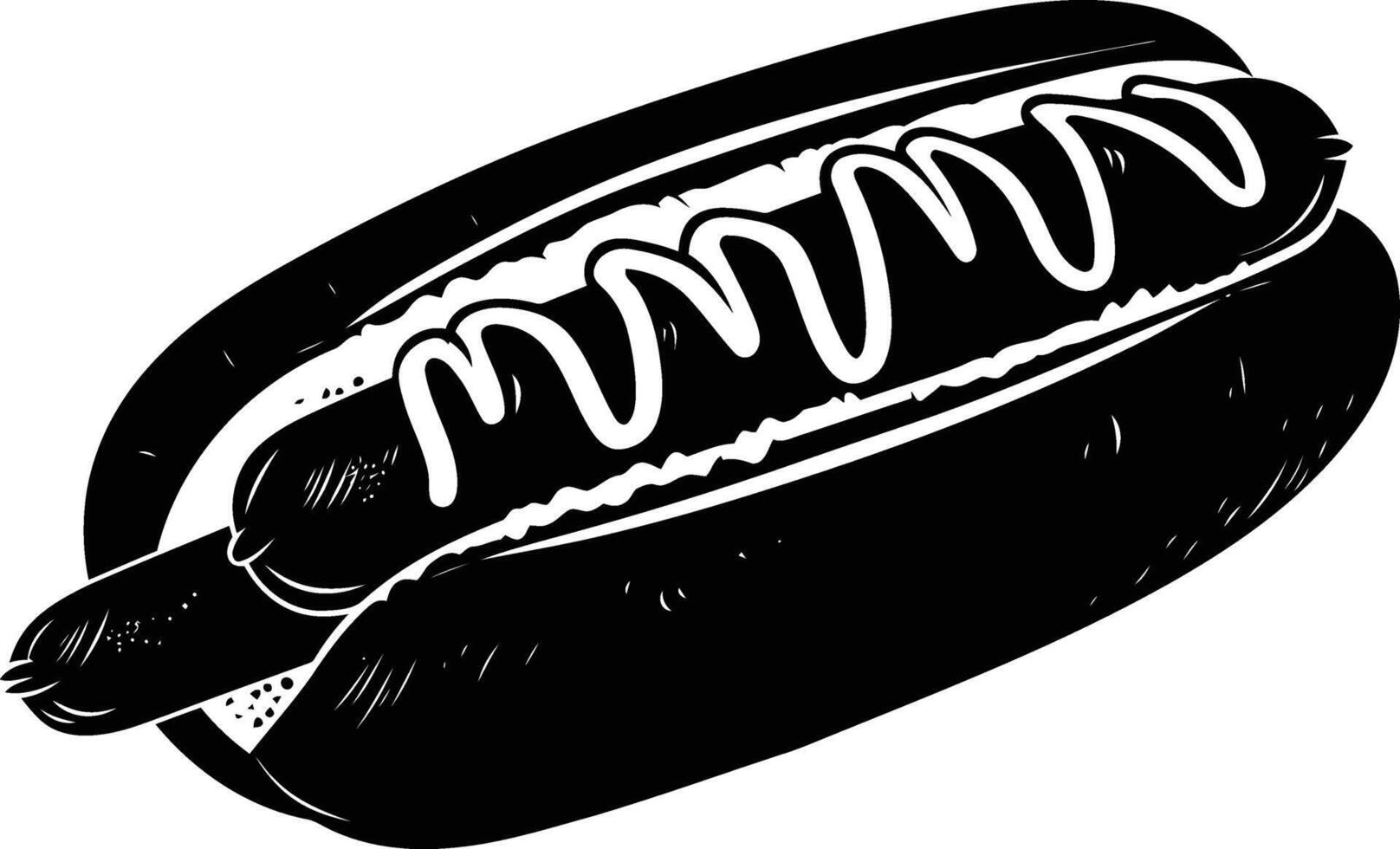 AI generated Silhouette hotdog black color only vector