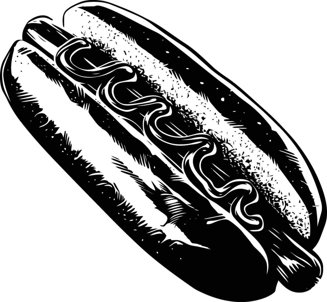 AI generated Silhouette hotdog black color only vector