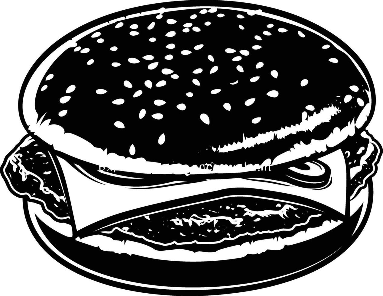 AI generated Silhouette hamburger black color only vector