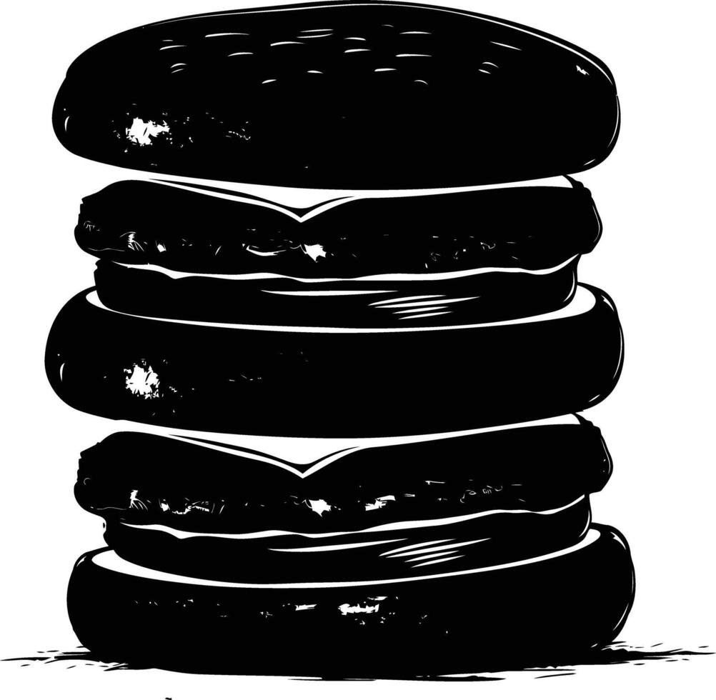 AI generated Silhouette hamburger black color only vector