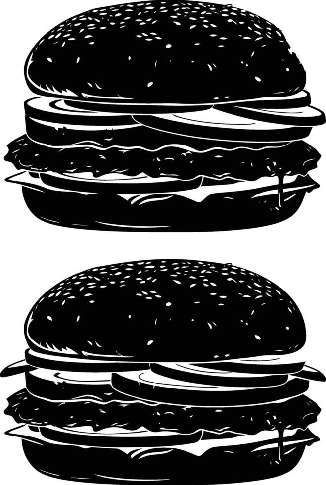 ai generado silueta hamburguesa negro color solamente vector