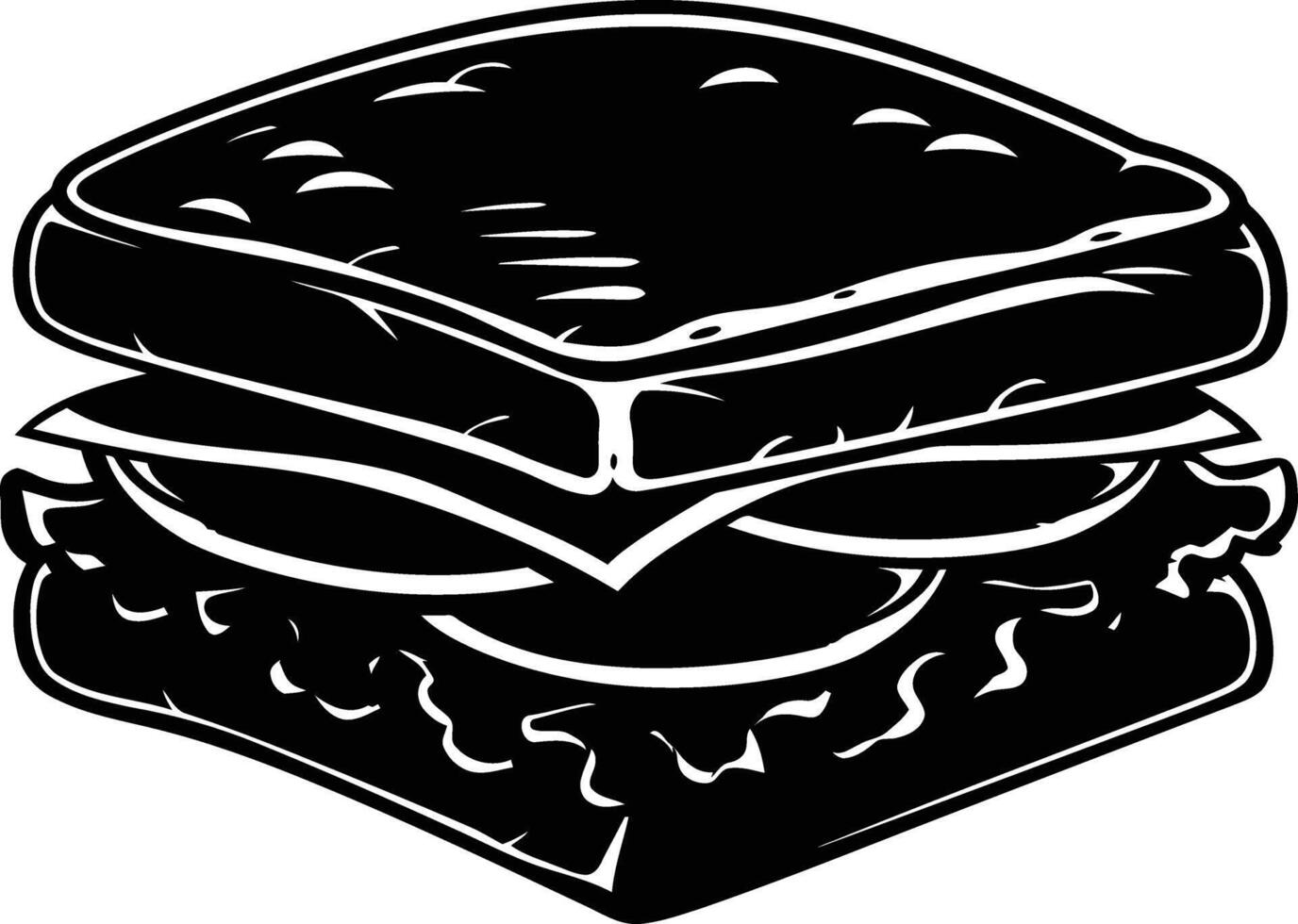 AI generated Silhouette sandwich black color only vector