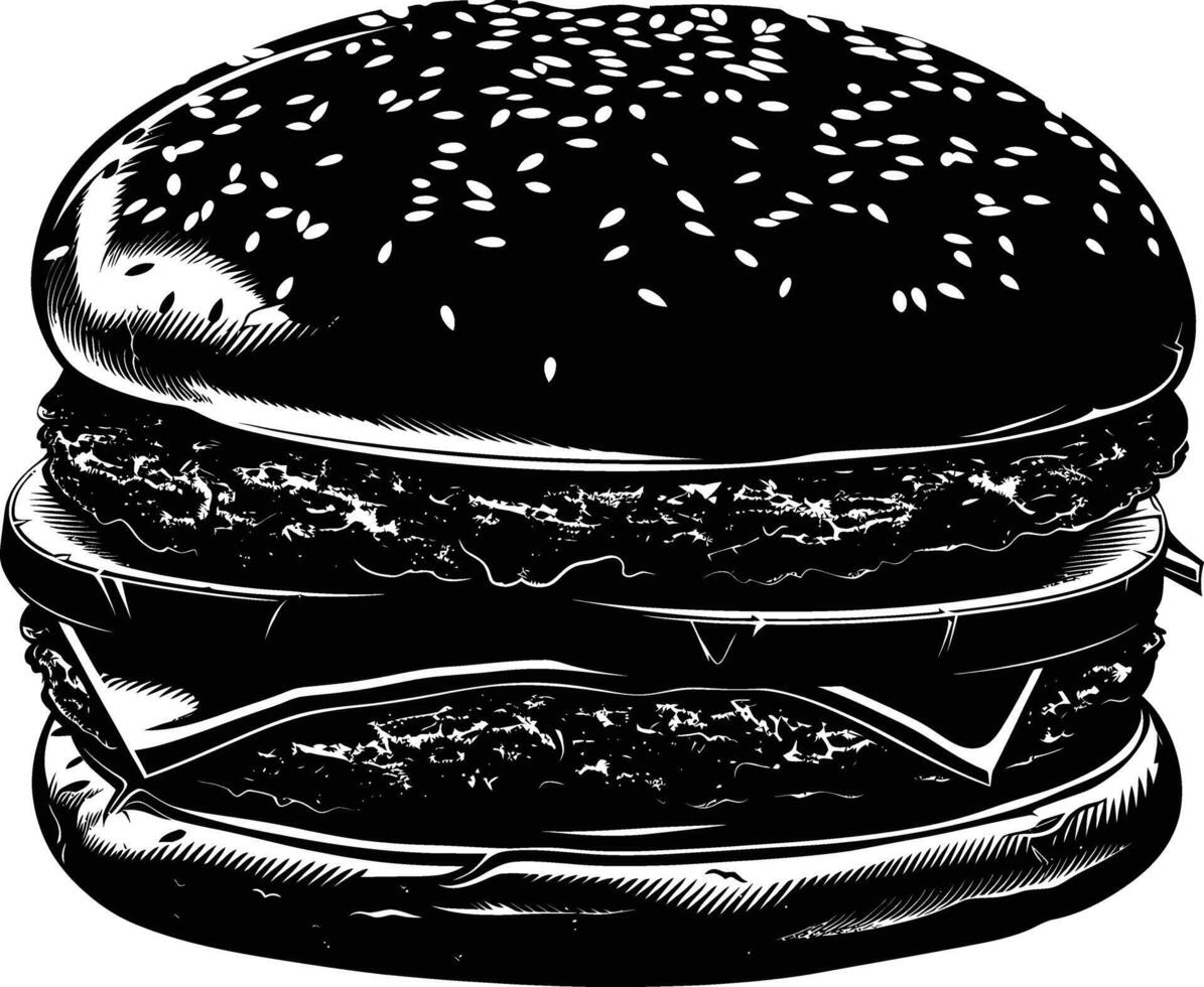 ai generado silueta hamburguesa negro color solamente vector