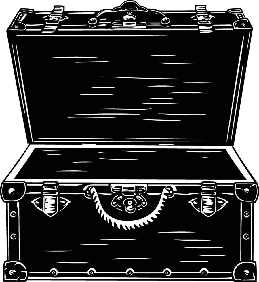 AI generated Silhouette Treasure Chest open black color only vector