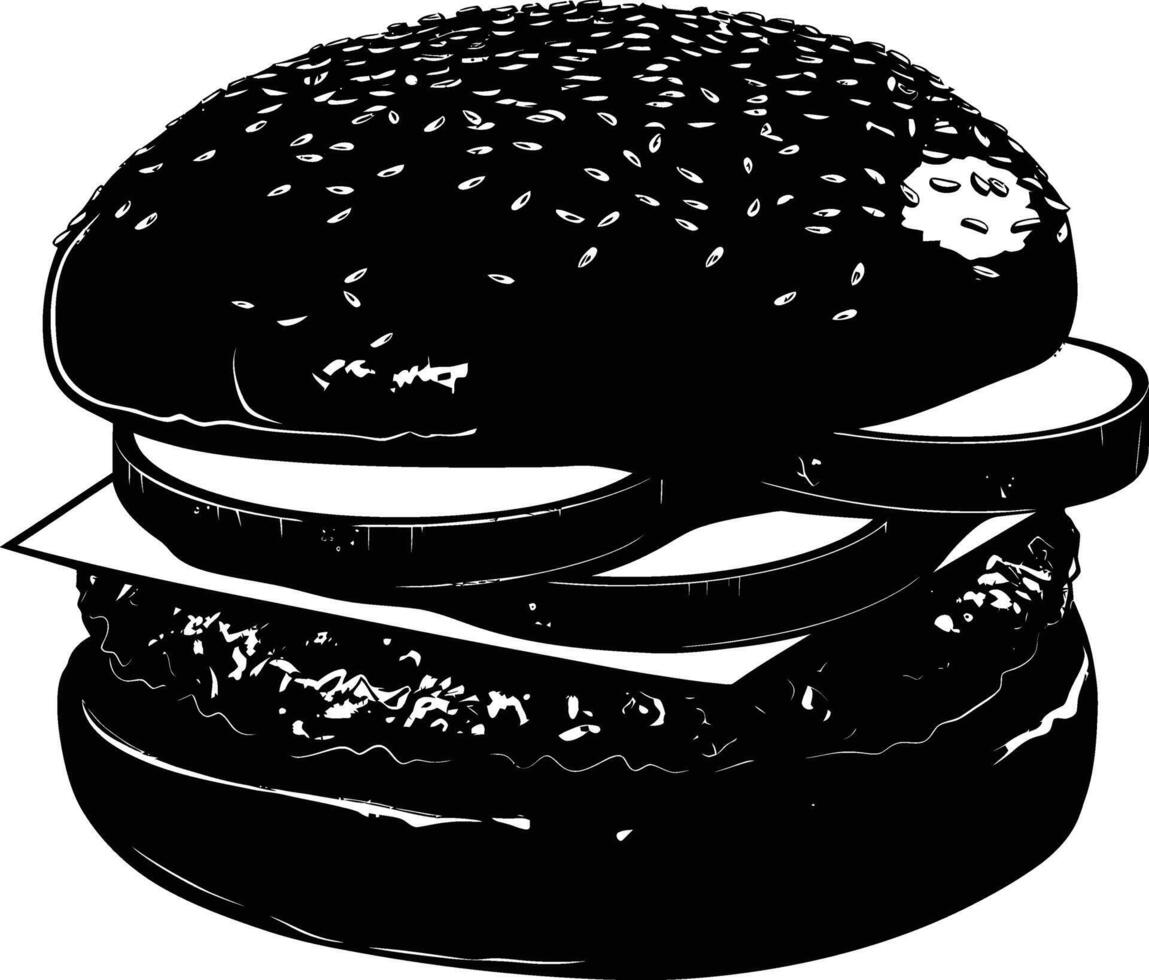 AI generated Silhouette hamburger black color only vector