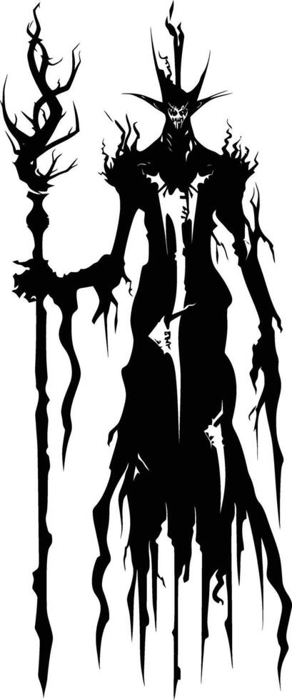 AI generated Silhouette undead lich black color only full body vector