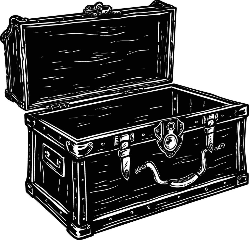 AI generated Silhouette Treasure Chest open black color only vector