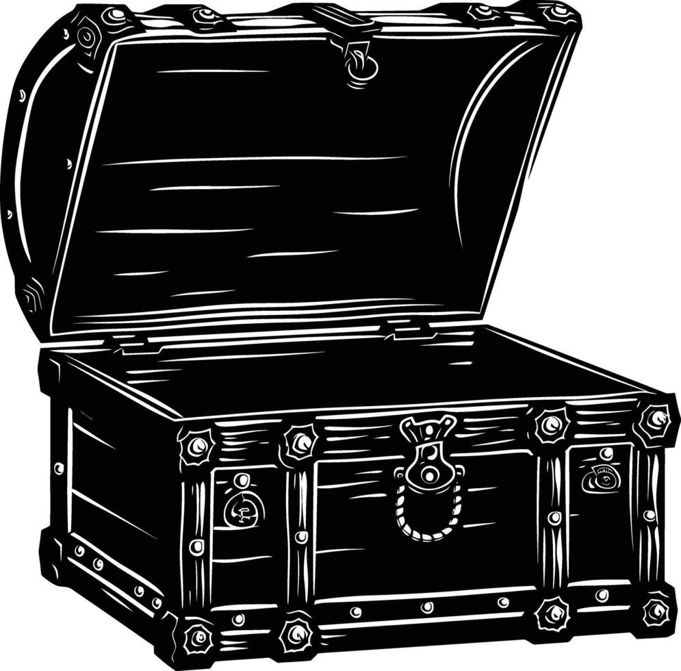 AI generated Silhouette Treasure Chest open black color only vector