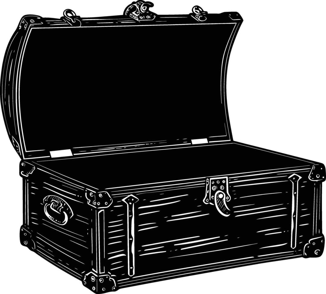 AI generated Silhouette Treasure Chest open black color only vector