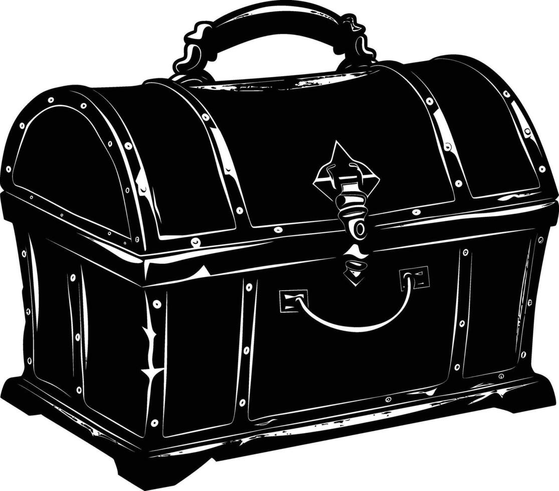 AI generated Silhouette Treasure Chest open black color only vector