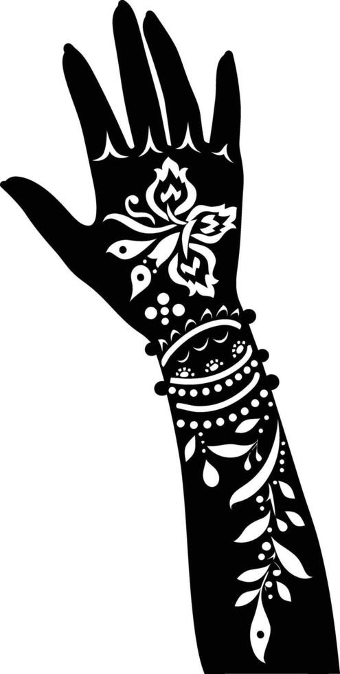 AI generated Silhouette wrist with henna tattoo mandala tattoo black color only vector