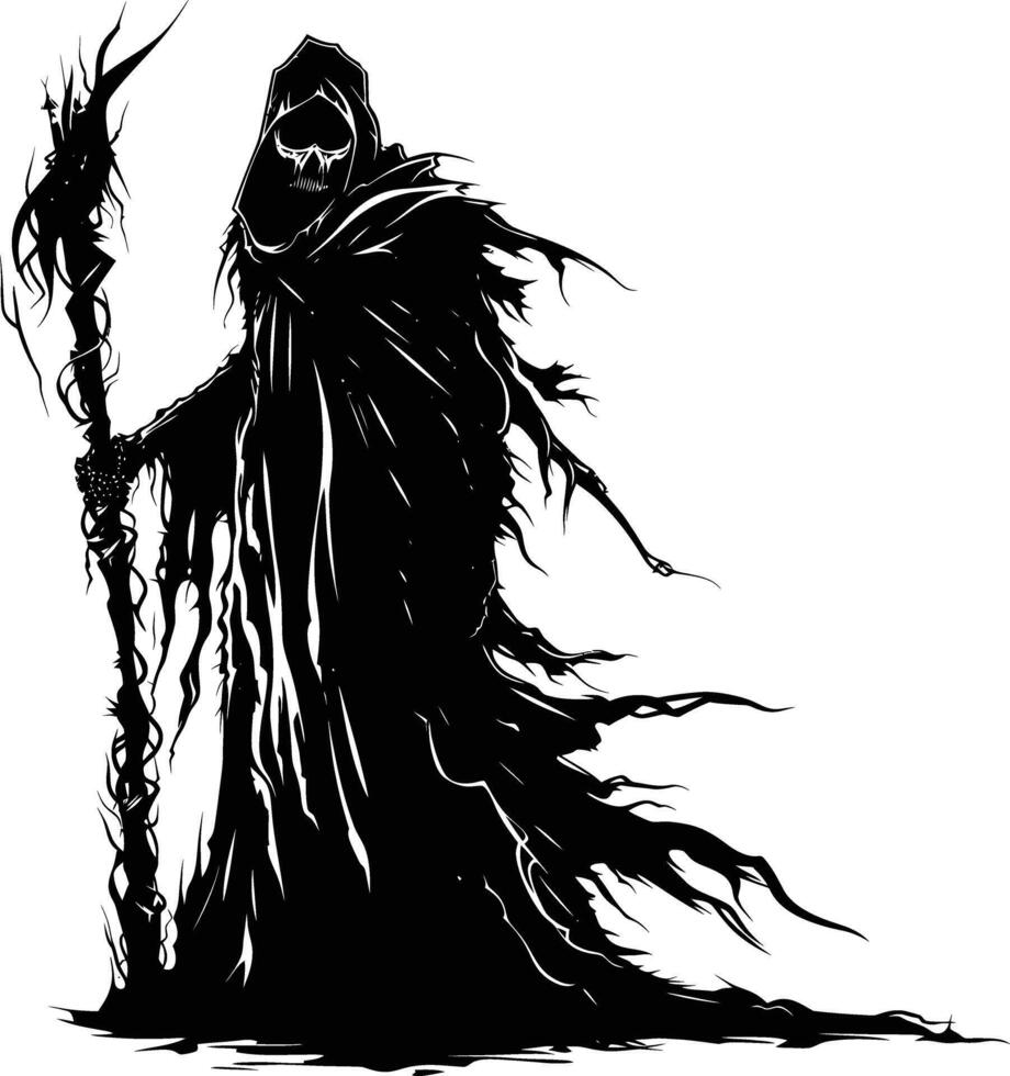 AI generated Silhouette undead lich black color only full body vector