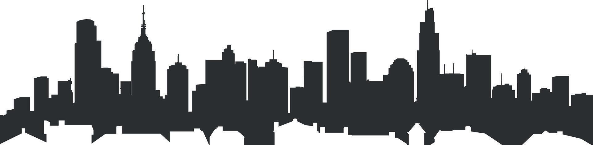 black and white city silhouette without background vector