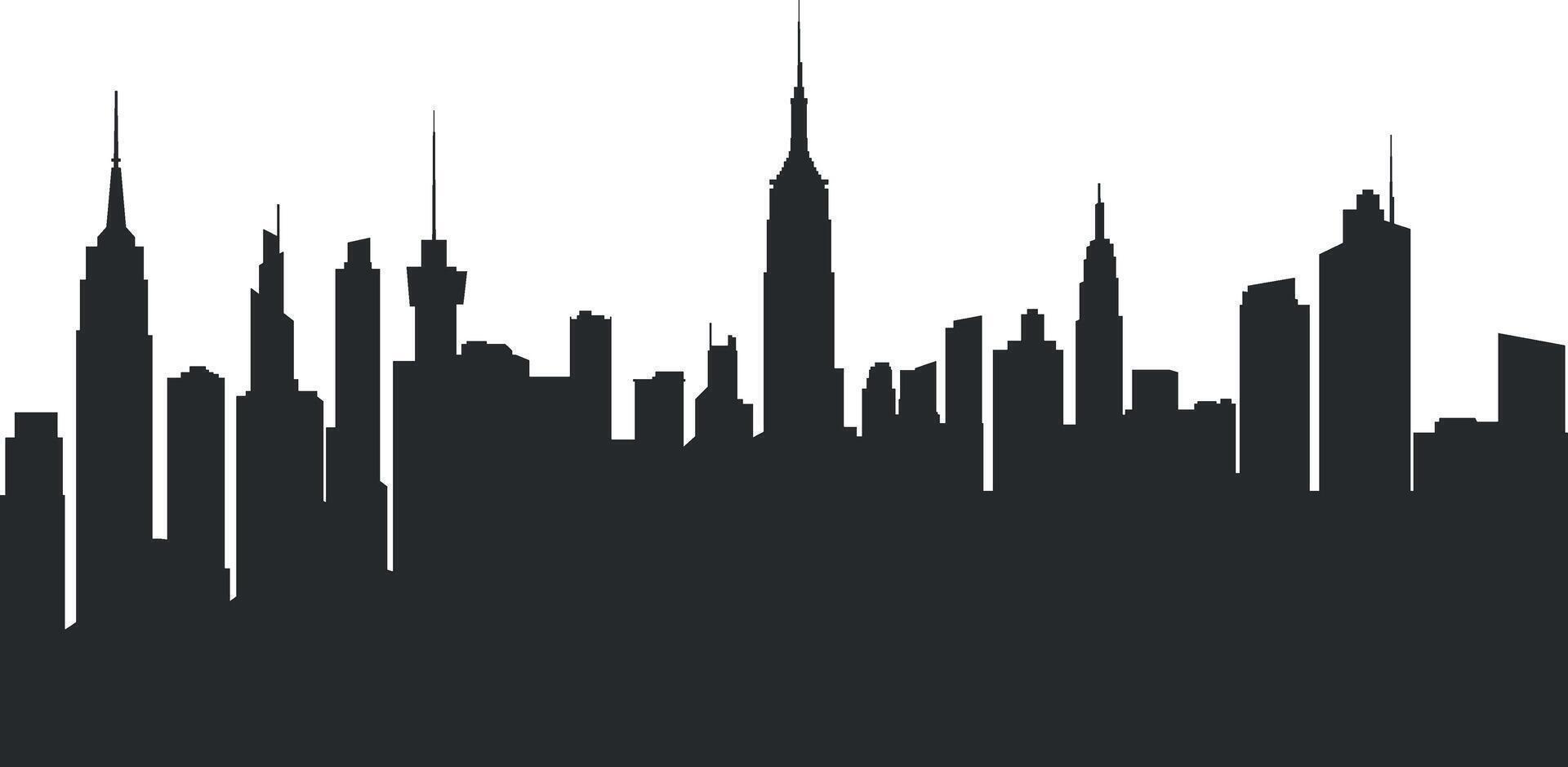 black and white city silhouette without background vector