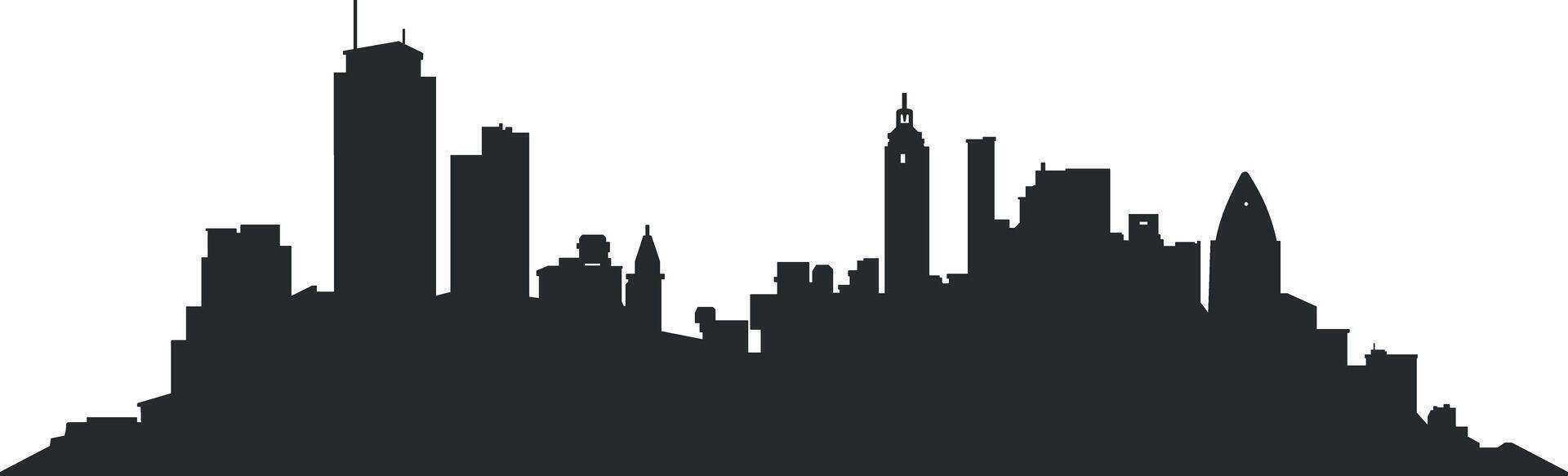 black and white city silhouette without background vector