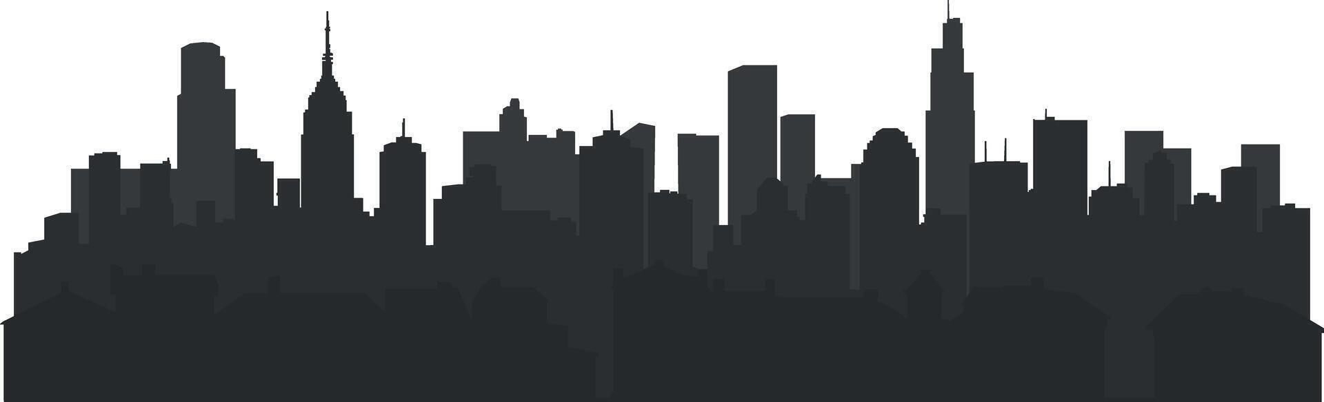 black and white city silhouette without background vector