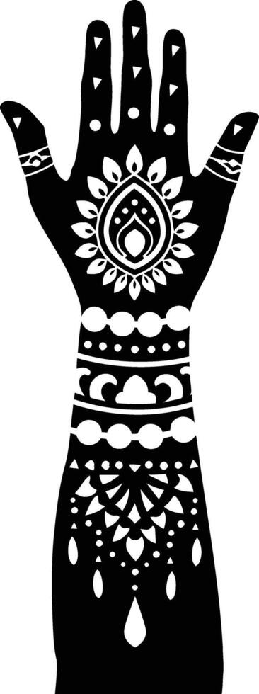 AI generated Silhouette wrist with henna tattoo mandala tattoo black color only vector