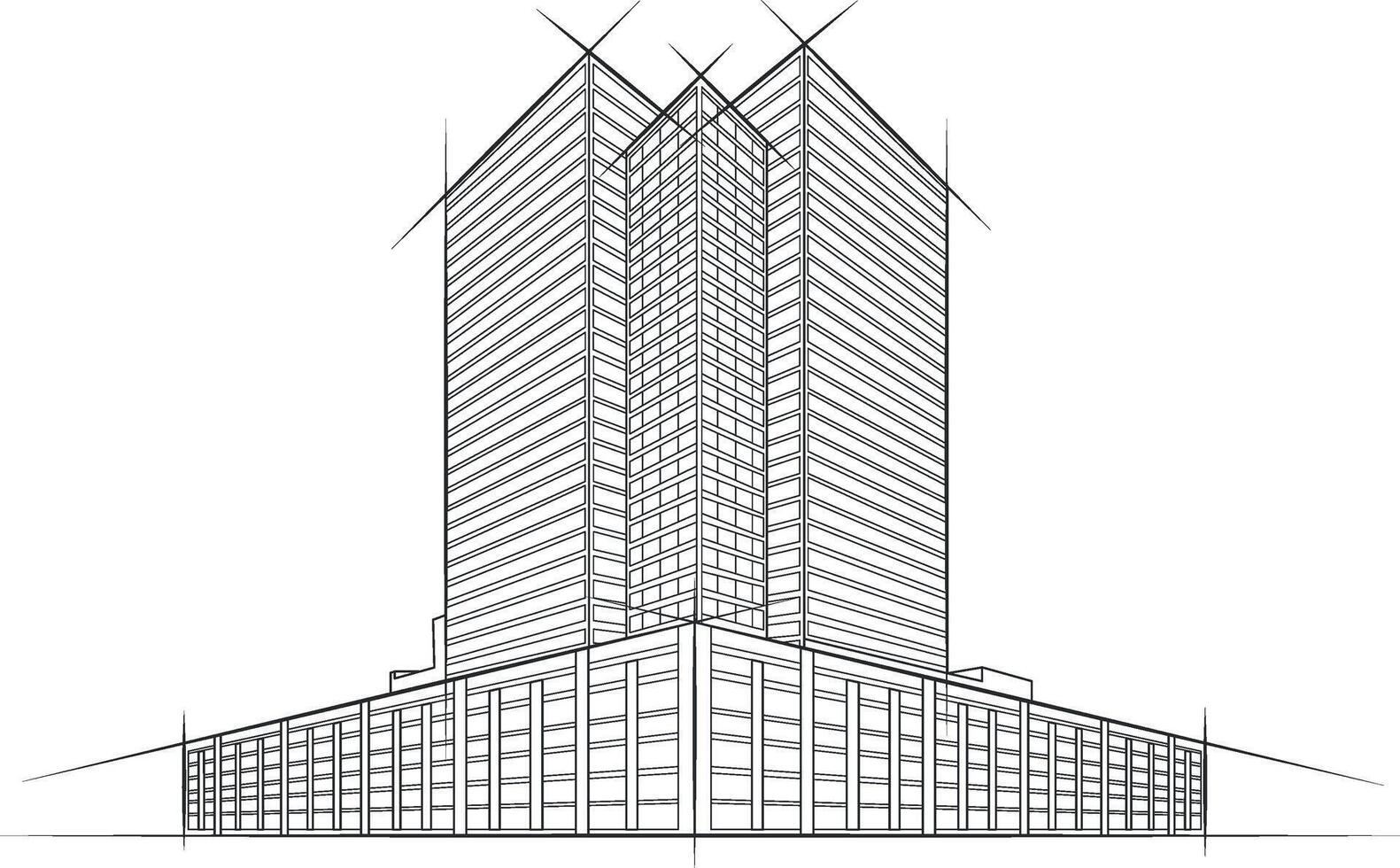 sketch of a building without background vector