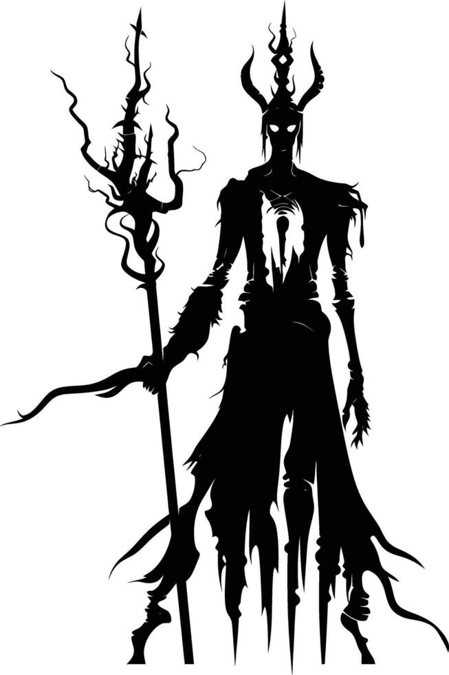 AI generated Silhouette undead lich black color only full body vector