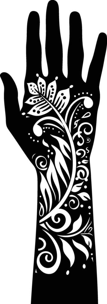 AI generated Silhouette wrist with henna tattoo mandala tattoo black color only vector