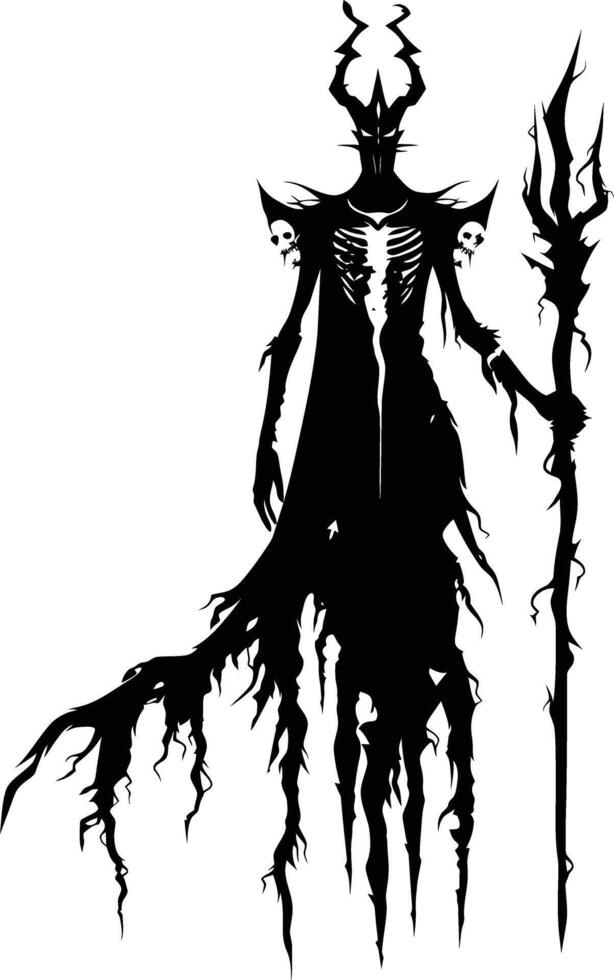 AI generated Silhouette undead lich black color only full body vector