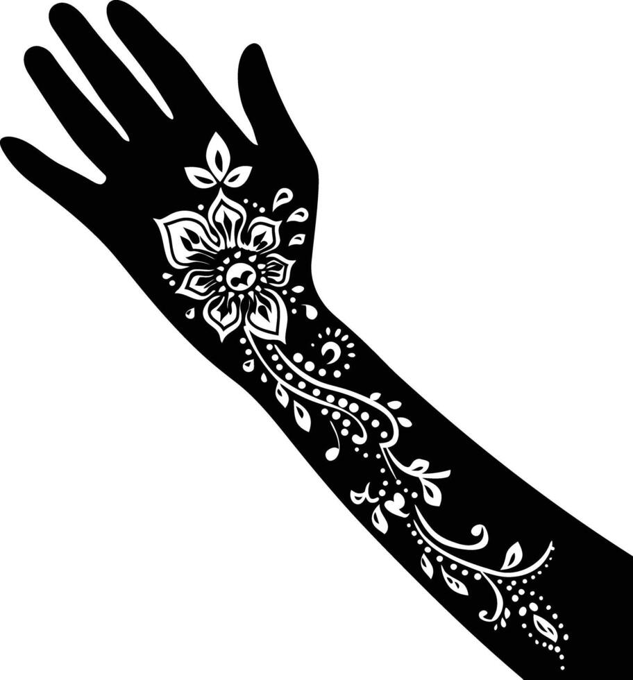 AI generated Silhouette wrist with henna tattoo mandala tattoo black color only vector