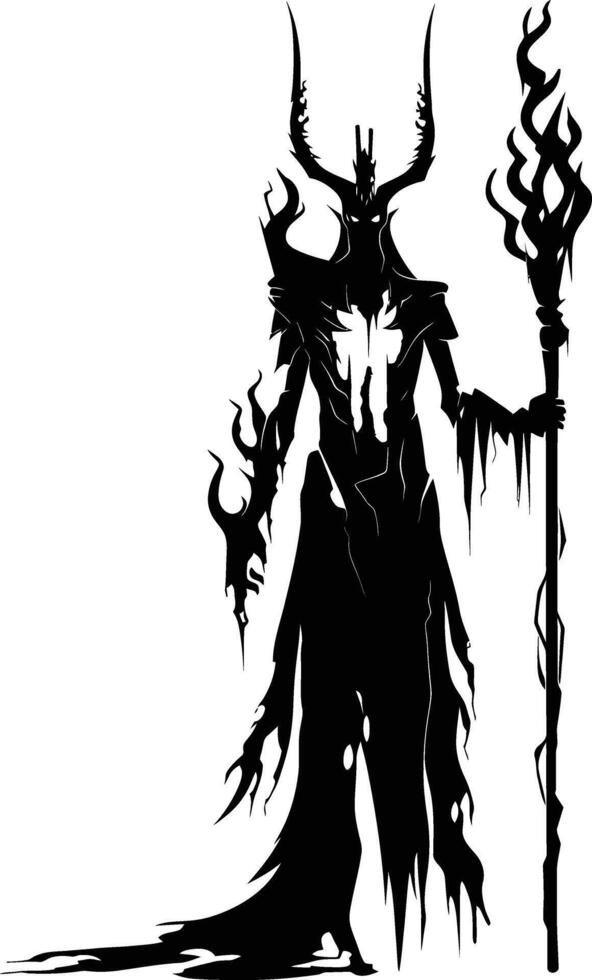 AI generated Silhouette undead lich black color only full body vector