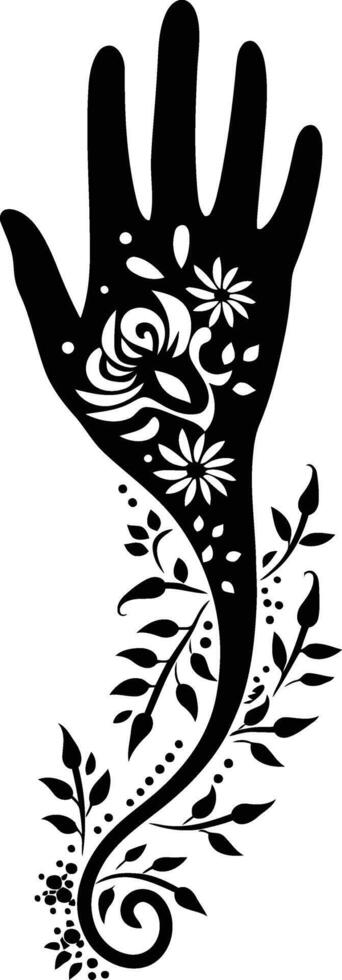 AI generated Silhouette wrist with henna tattoo mandala tattoo black color only vector