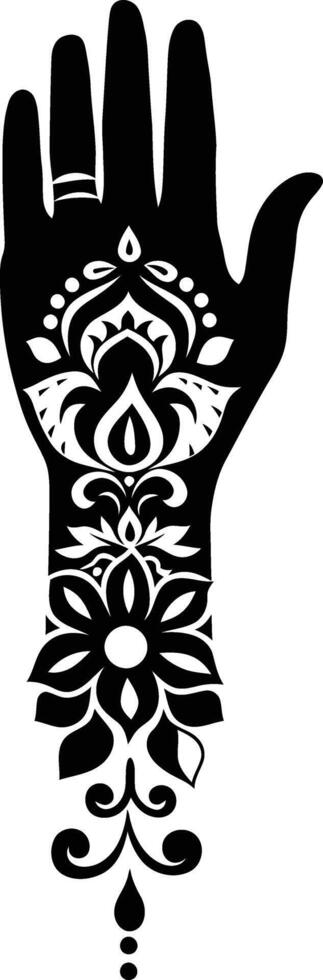 AI generated Silhouette wrist with henna tattoo mandala tattoo black color only vector