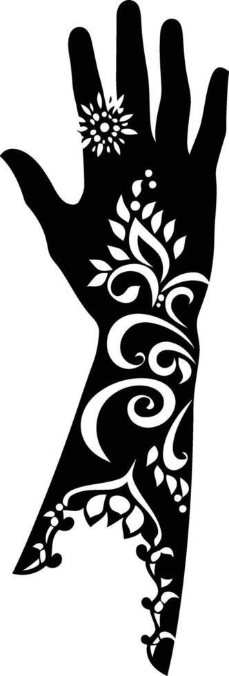 AI generated Silhouette wrist with henna tattoo mandala tattoo black color only vector