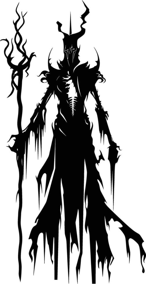 AI generated Silhouette undead lich black color only full body vector
