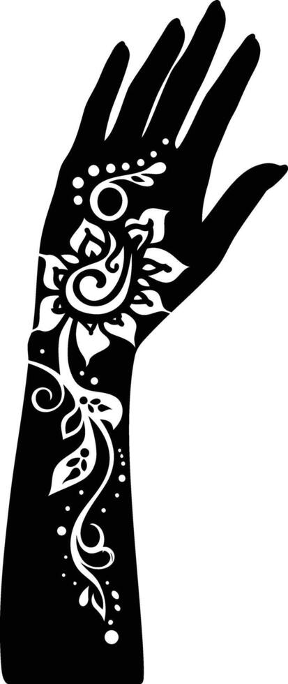 AI generated Silhouette wrist with henna tattoo mandala tattoo black color only vector