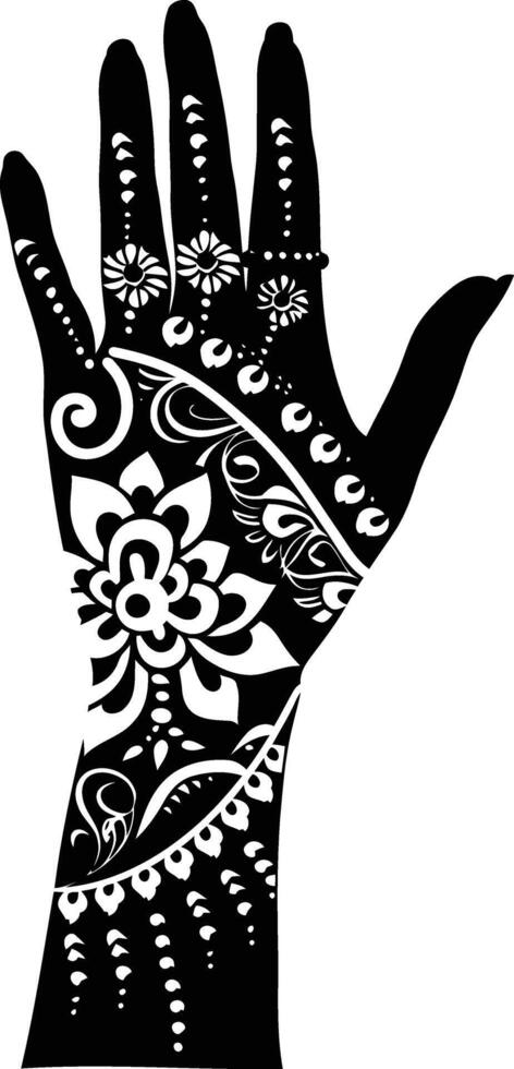 ai generado silueta muñeca con alheña tatuaje mandala tatuaje negro color solamente vector