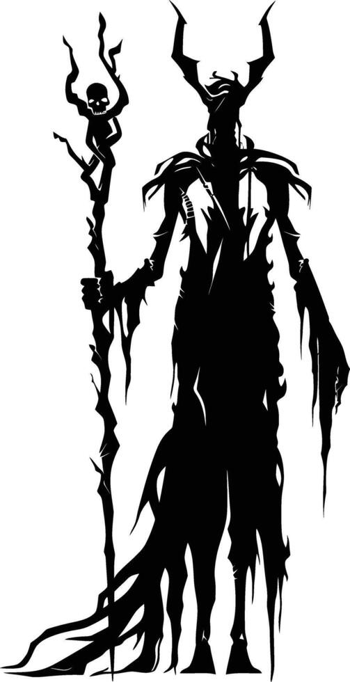 AI generated Silhouette undead lich black color only full body vector