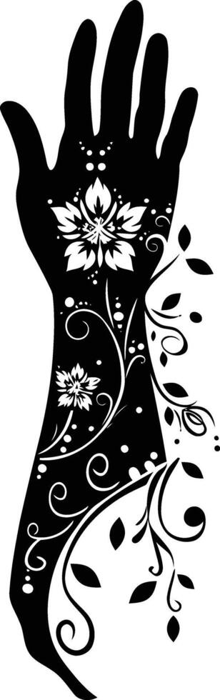 AI generated Silhouette wrist with henna tattoo mandala tattoo black color only vector