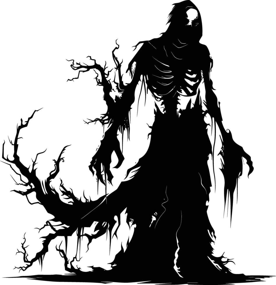 AI generated Silhouette undead lich black color only full body vector