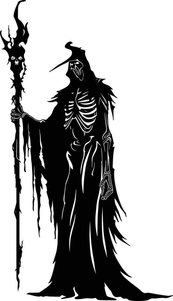 AI generated Silhouette undead lich black color only full body vector