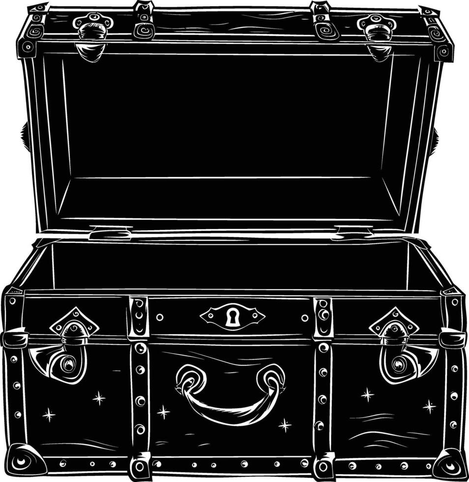 AI generated Silhouette Treasure Chest open black color only vector