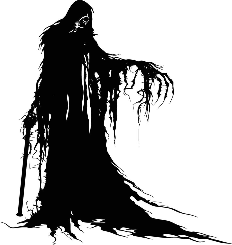 AI generated Silhouette undead lich black color only full body vector