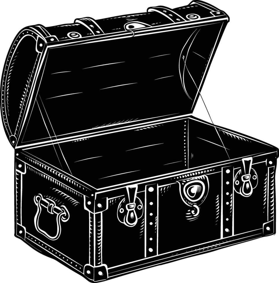 AI generated Silhouette Treasure Chest open black color only vector