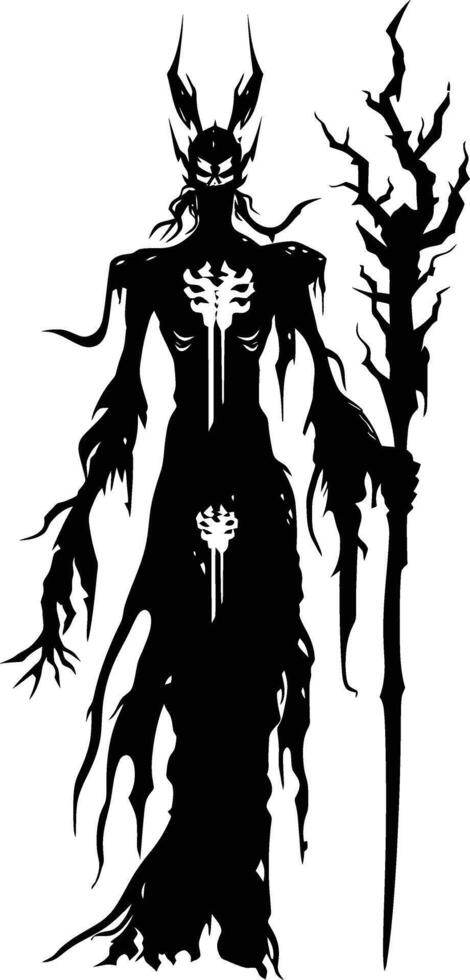 AI generated Silhouette undead lich black color only full body vector
