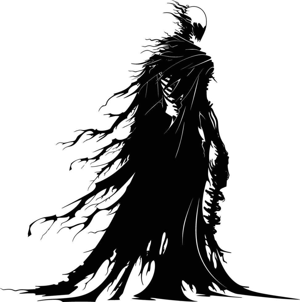 AI generated Silhouette undead lich black color only full body vector