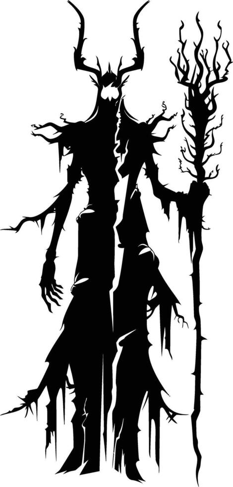 AI generated Silhouette undead lich black color only full body vector