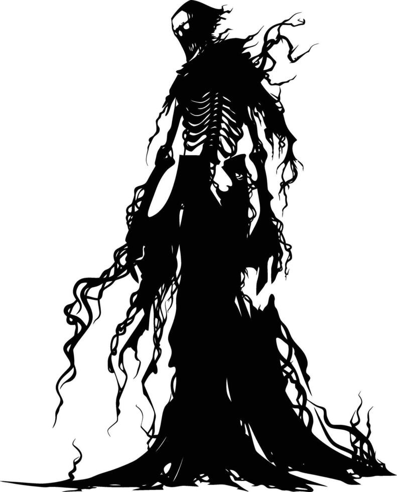 AI generated Silhouette undead lich black color only full body vector