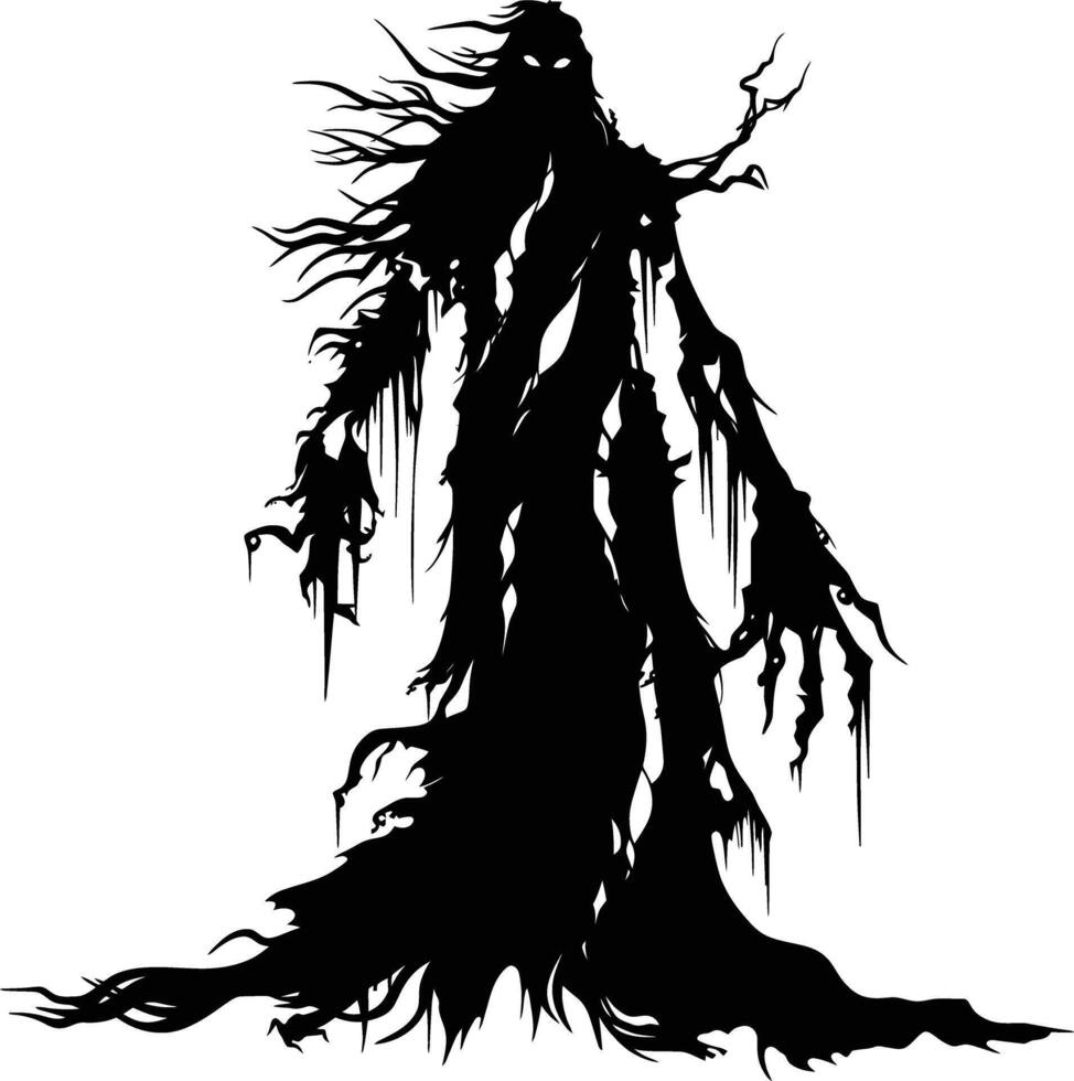 AI generated Silhouette undead lich black color only full body vector